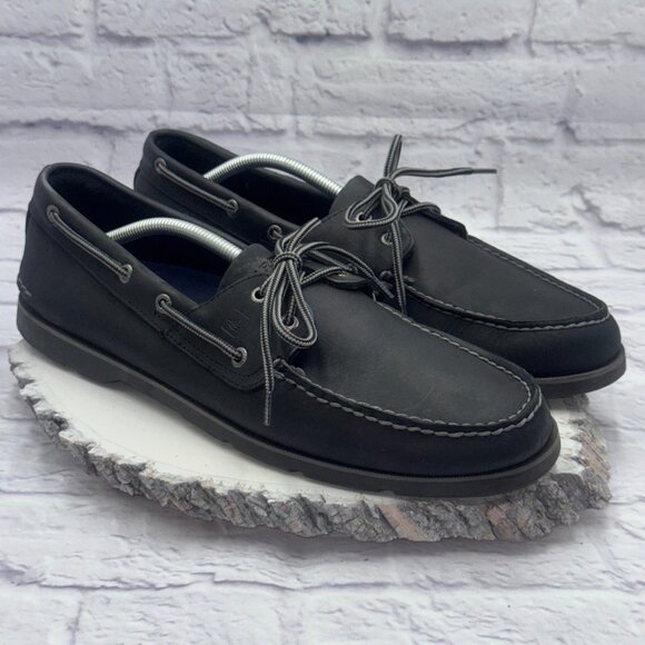 Sperry Top-Sider Men's Leeward 2 Eye Boat Shoe Black Leather Size 13 M - Picture 5 of 9
